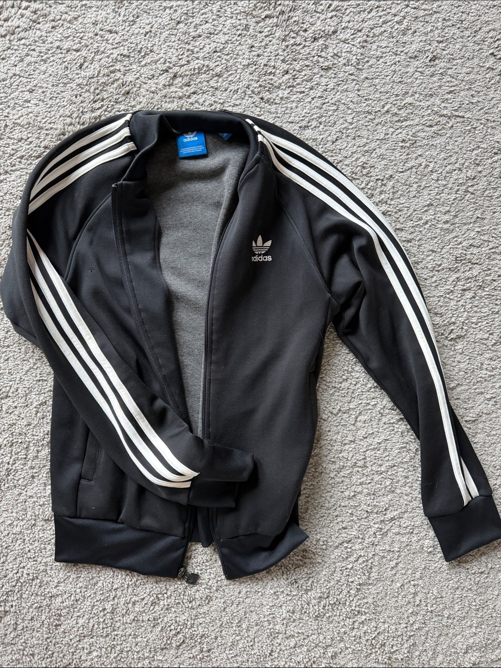 adidas Black Jacket with White Three-Stripe Detailing